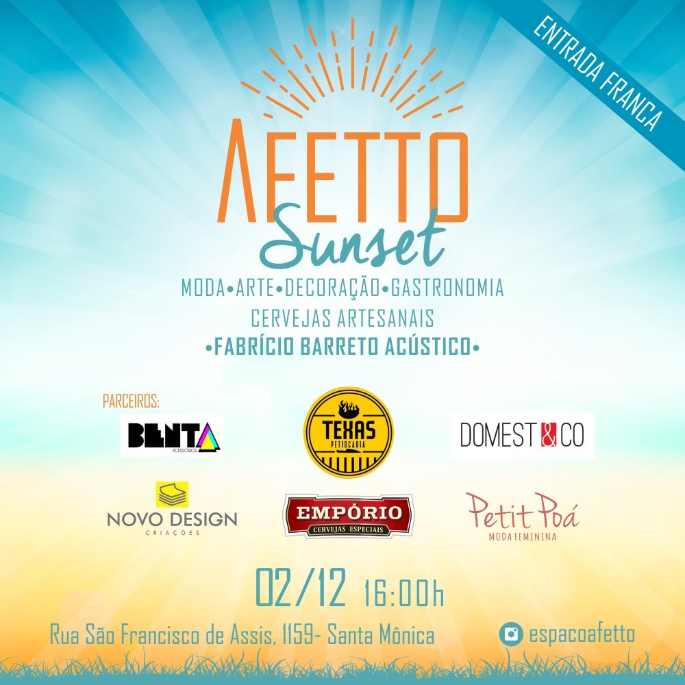 1° edição do Afetto Sunset acontece neste sábado (02)