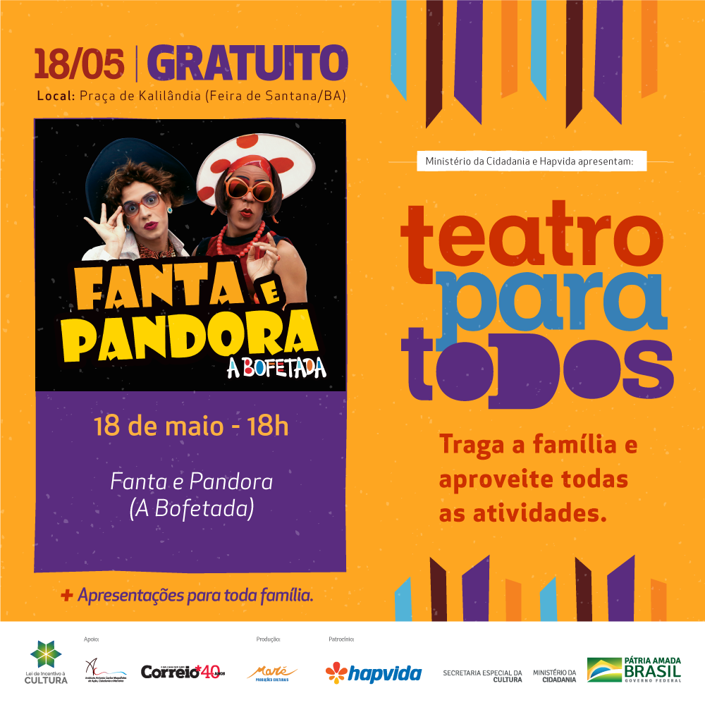 Projeto Teatro para Todos leva programação gratuita de teatro para Feira de Santana
