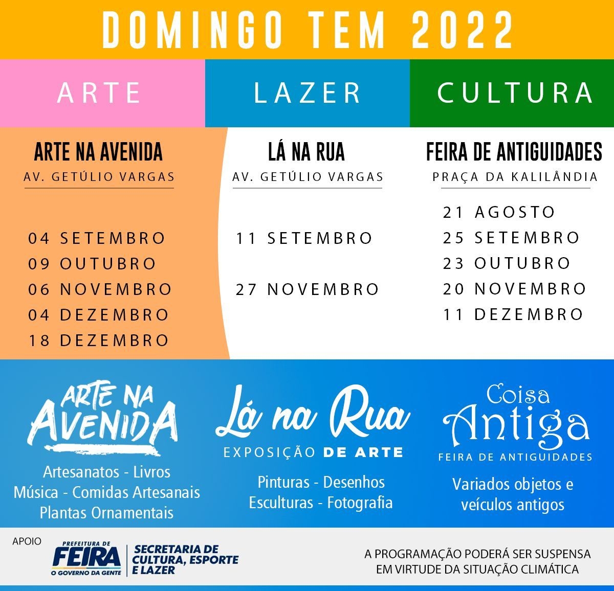 Cultura tem programação fixa até dezembro, em Feira de Santana