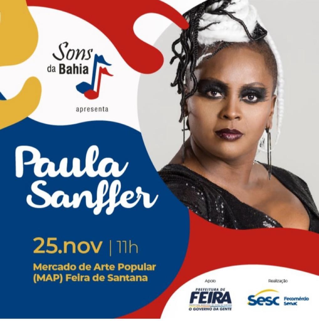 Paula Sanffer no palco do Mercado de Arte neste sábado