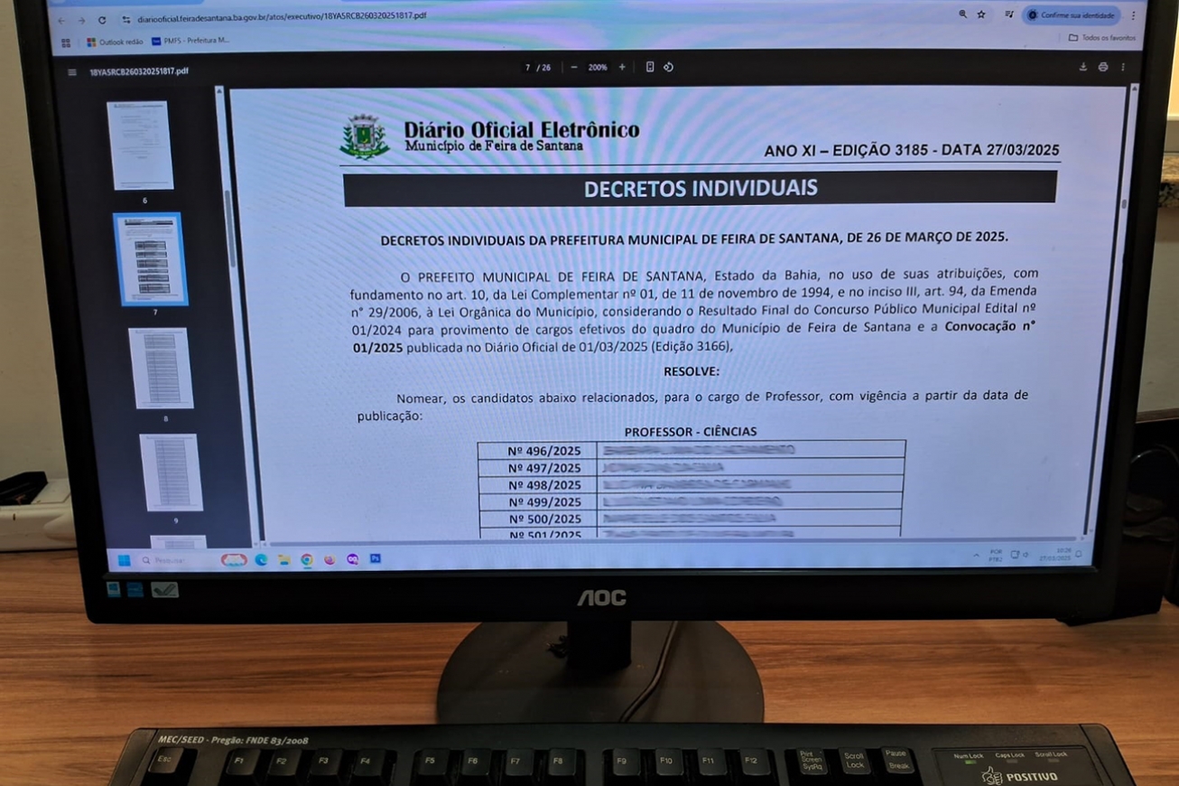 Prefeitura de Feira nomeia 178 novos professores efetivos para a Educação Municipal