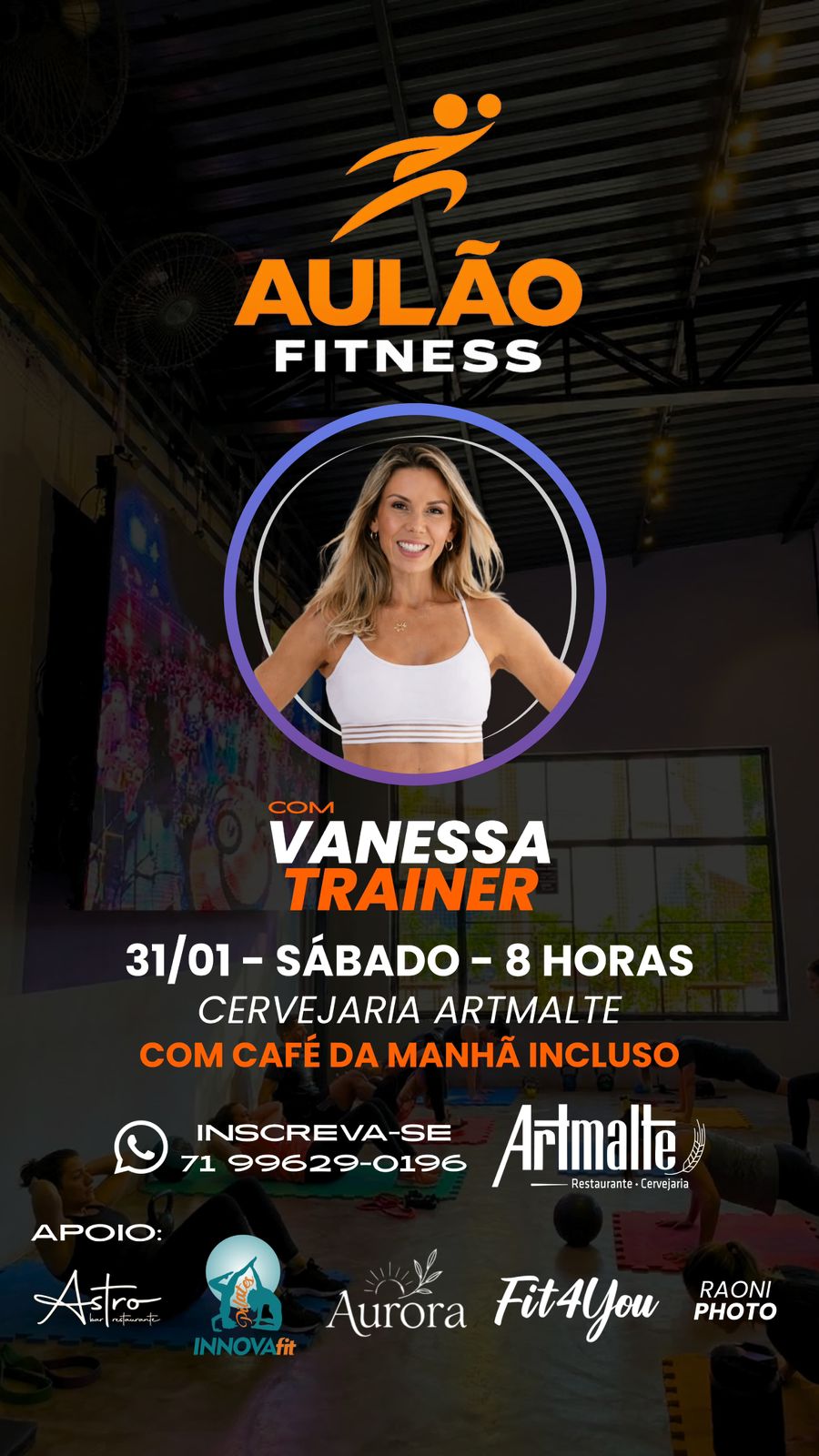 Artmalte recebe Vanessa Trainer para um aulão fitness no Rio Vermelho