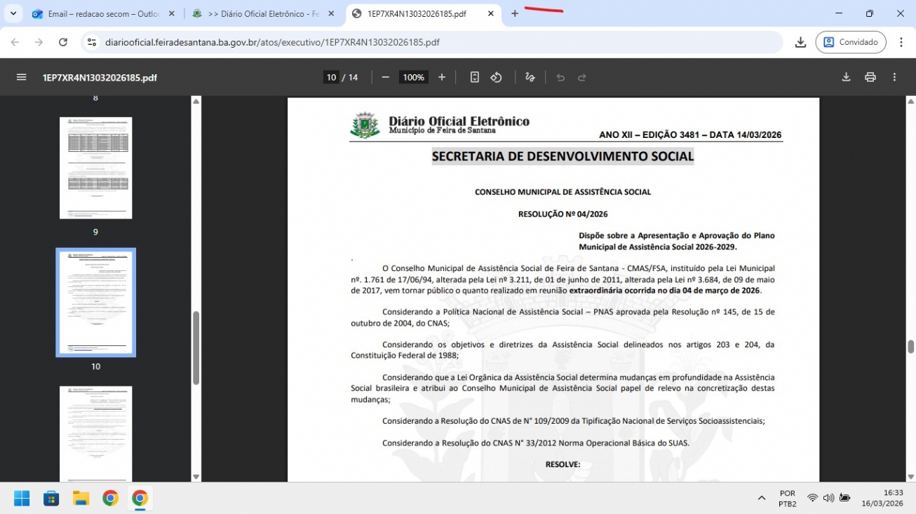 Conselho Municipal aprova Plano Municipal de Assistência Social 2026-2029 em Feira de Santana